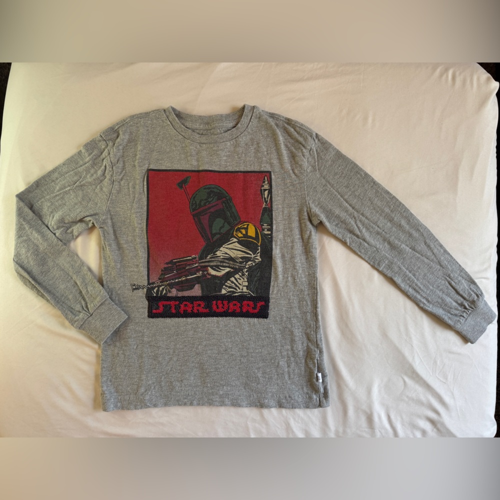 Star Wars Boba Fett Grey Sequin Flip Graphic Long Sleeve